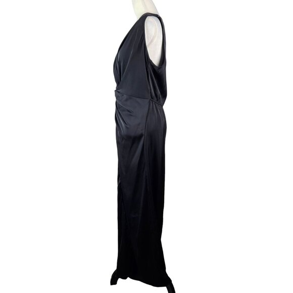 Pretty Garden Black Sleeveless V-Neck Twist Front Maxi Dress Size XL Party Sexy - Picture 4 of 10